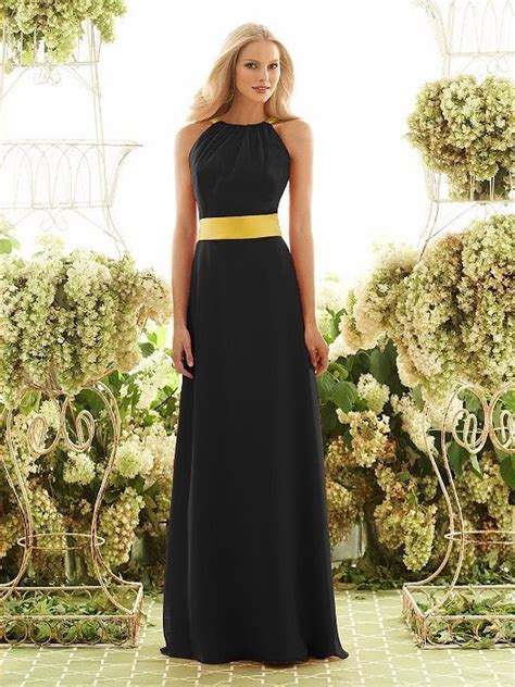 Idea For A Black And Gold Wedding Black Bridesmaid Dresses