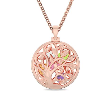 These family tree necklaces also make for incredibly sweet and thoughtful gifts for friends and family. Round Cage Family Tree Birthstone Necklace In Rose Gold