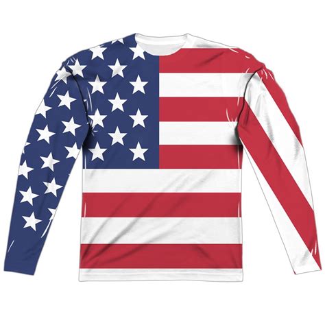 American Flag Patriotic Long Sleeve Front and Back Print Shirt
