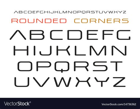 Sanserif Font With Rounded Corners Royalty Free Vector Image