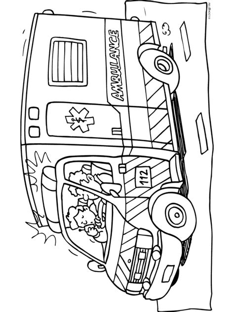 Kleurplaat Ambulance Kleurplaten.nl Thema, Ambulance, Knutselen