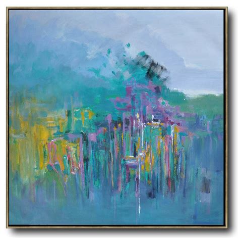 Abstract Landscape Oil Paintingoversized Canvas Art Purple Greylake