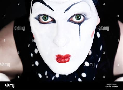 Portrait Of A Man Mime With Blue Eyes Close Up Stock Photo Alamy