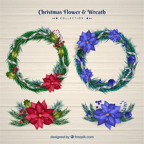 Free Vector Set Of Elegant Christmas Wreaths