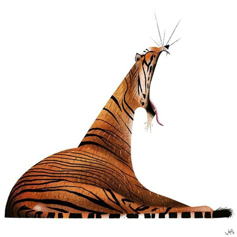 Un Tigre Estirando Tiger Illustration Illustration Vector Character
