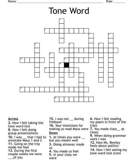 Tone Word Crossword Wordmint