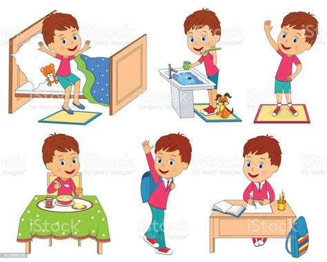 We have cards for our morning routine such as as you can see, these daily routine cards can be used in so many different ways! Kids Daily Routine Stock Illustration - Download Image Now ...