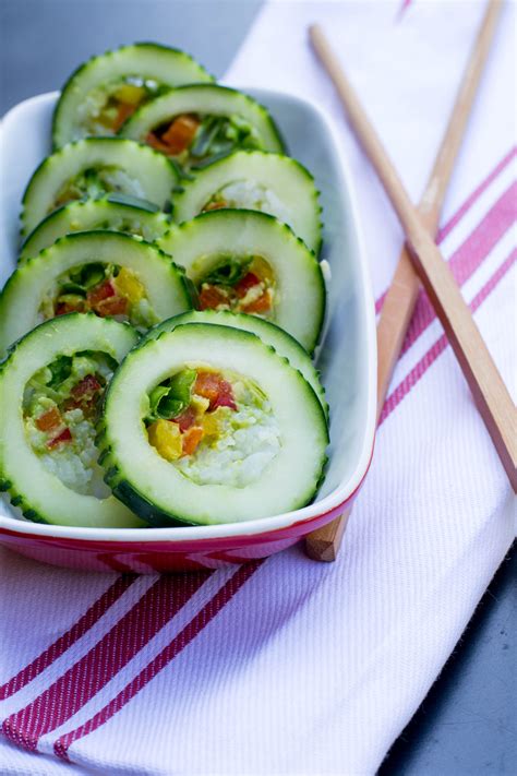 Chicken And Cucumber Sushi Recipe Sushi Cucumber Rolls Without Easy Party Food Refreshing Recipe