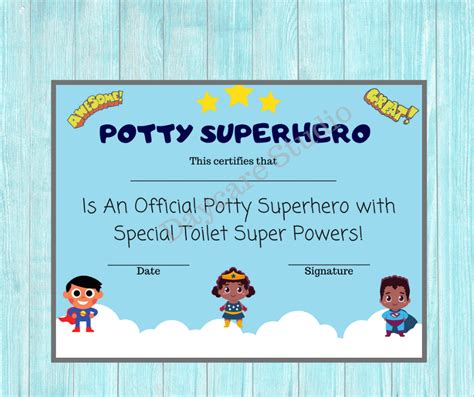 Potty Training Diploma Toddler Potty Certificate For Boys And Girls