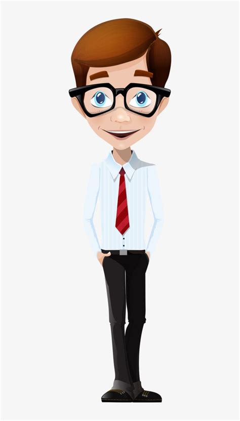 Hand Painted Cartoon Business Man Wearing Glasses Cartoon