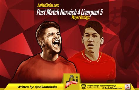 Norwich 4 Liverpool FC 5 Player Ratings