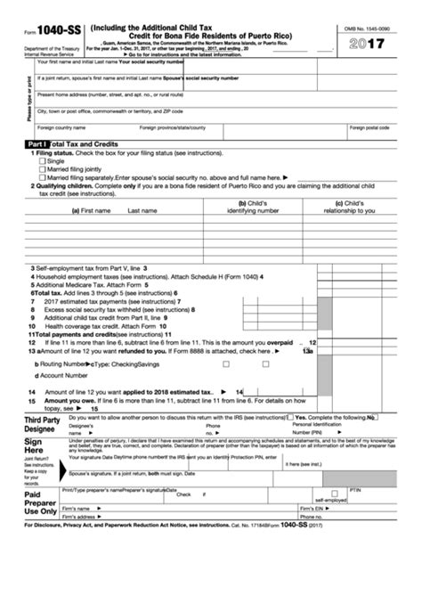 Fillable Form 1040 Ss Us Self Employment Tax Return Including The