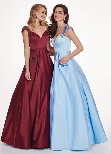 Rachel Allan 6579 Beaded Accent Matte Satin A Line Prom Gown Prom