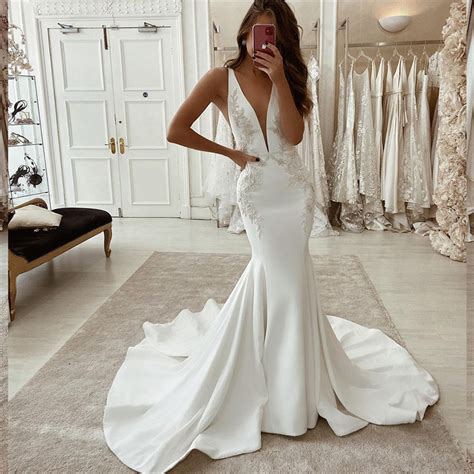 Sexy Deep V Neck Mermaid Wedding Dresses For Bridal Gownscopy Of Star A