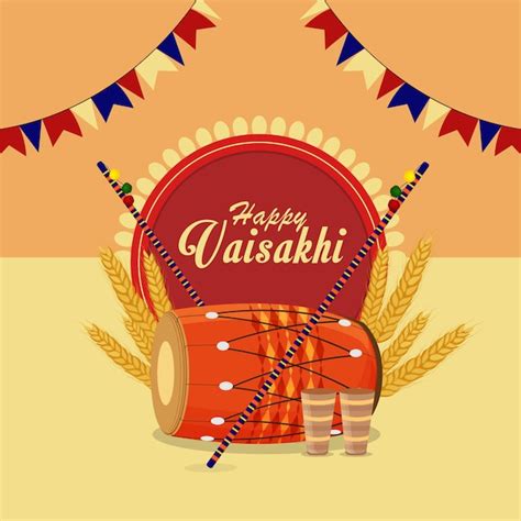 Premium Vector Happy Vaisakhi Illustration Greeting Card