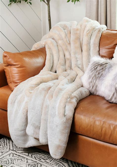 Couture Collection Ivory Mink Faux Fur Throws