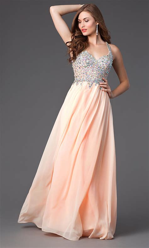 Long Pastel Jewel Embellished Prom Dress Promgirl
