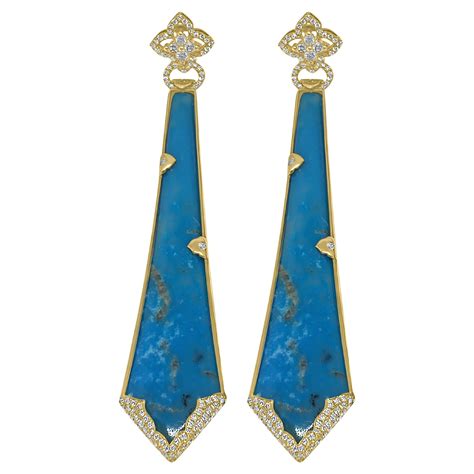 Persian Turquoise Gold Earrings For Sale At Stdibs