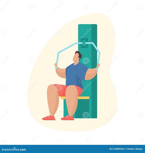 Man Working Out At Outdoor Gym Outdoor Sport Equipment Flat Vector