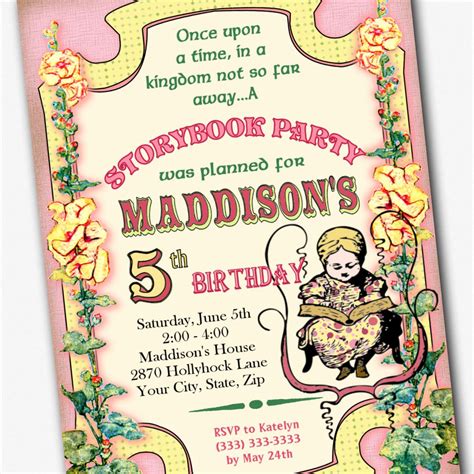 Pin By Alaska Litho On Birthday Parties For Girls Storybook Invitation Book Themed Party