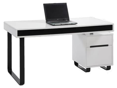 Modern Gloss White Black Wood Metal 5 Drawers Desk Modern White Desk