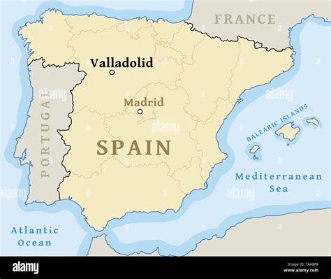 Valladolid Map Location Locate City On Map Of Spain Vector