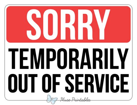 Out Of Service Sign Free Printable