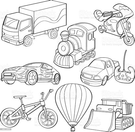 Coloring pages for cars (transportation) ➜ tons of free drawings to color. Cartoon Drawings Of Types Of Transportation Stock ...
