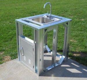 An overview of outdoor kitchen construction options. Outdoor Kitchen Kit Sink | Outdoor kitchen kits, Prefab ...