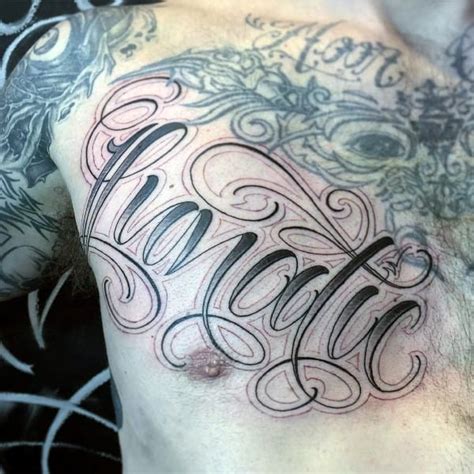 The wonder of words that stay with you forever, fading as you go through your journey in life, gives script tattoo designs a power that is all their own. 90 Script Tattoos For Men - Cursive Ink Design Ideas