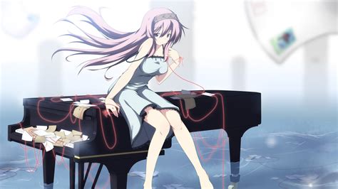 Girl Anime Character Sitting On Grand Piano Illustration Hd Wallpaper Wallpaper Flare