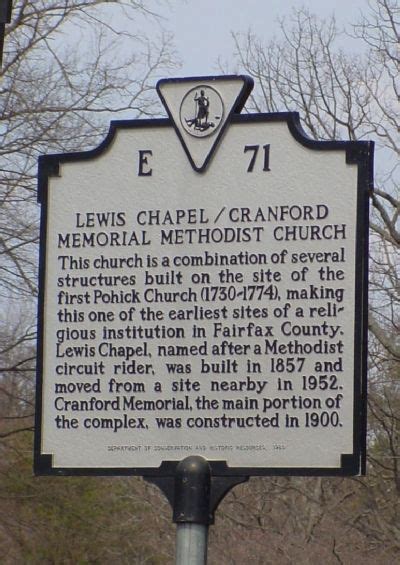 Lewis Chapel Cranford Memorial Methodist Church Historical Marker