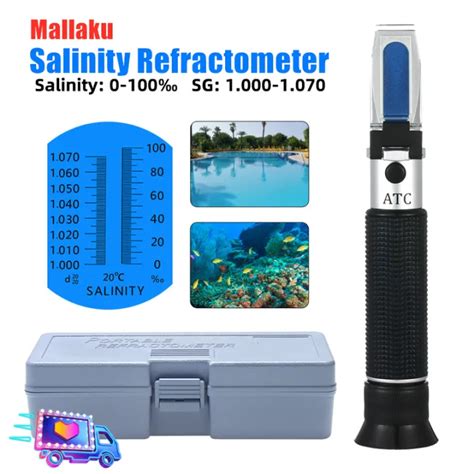 Mallaku Handheld 0 100 Salinity Refractometer Salinometer Sea Water