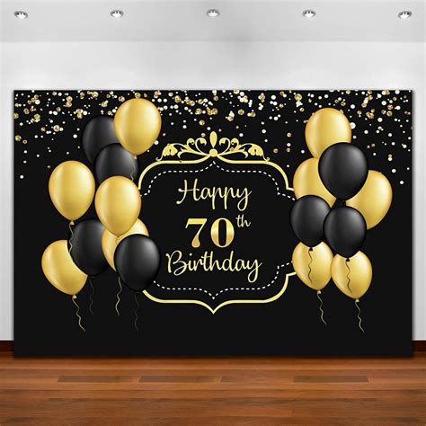 Buy Happy 70th Birthday Backdrop For Men Women Black And Gold 70