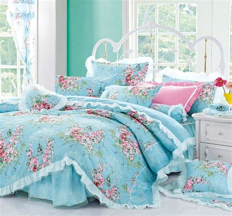 Romantic Ruffle Duvet Cover Bedding Set Vintage French Floral Girls Lace Ruffled