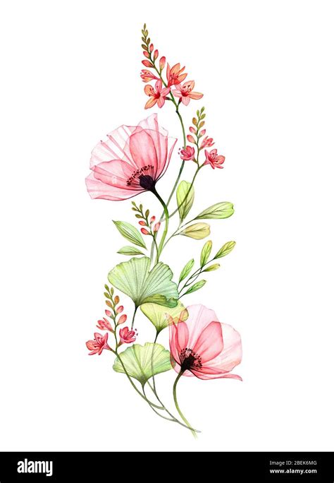 Watercolor Floral Arrangement Vertical Design Element Abstract Big