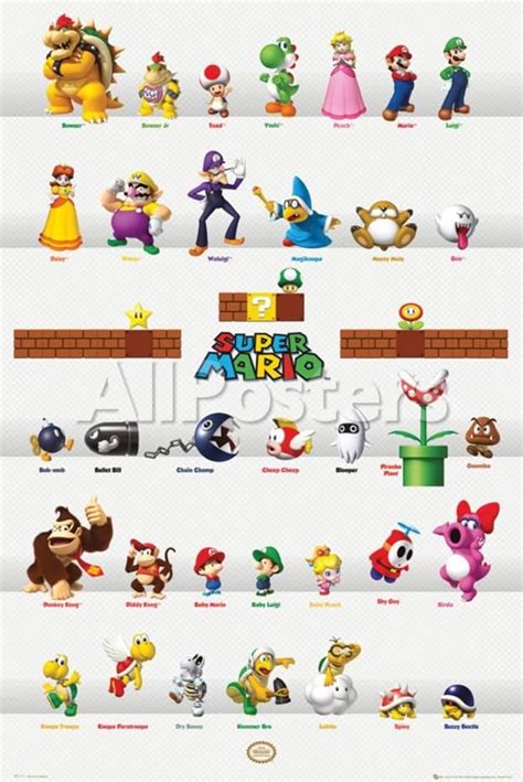 Nintendo Super Mario Characters Poster At Super