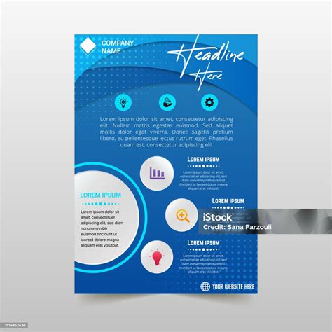 Blue Curved Lines Business Flyer Template Stock Illustration Download