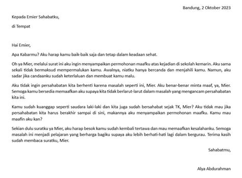 Contoh Surat Permohonan Maaf Resmi Dan Tidak Resmi