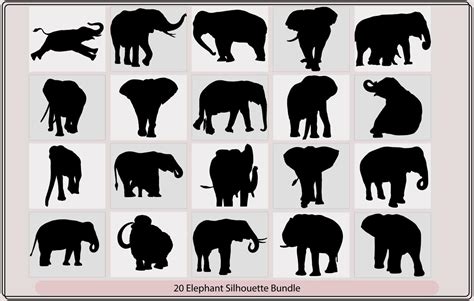Silueta De Elefante Con Bebé Elefante Elefante Colección Vector