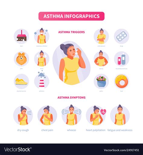 Asthma Infographics Royalty Free Vector Image Vectorstock