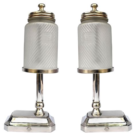 pair of chromed art deco style table lamps for sale at 1stdibs