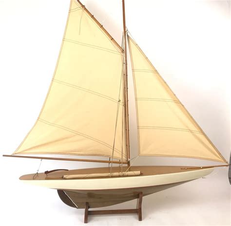 Large Wooden Sailboat Ship Model With Wooden Stand 40w X 40h
