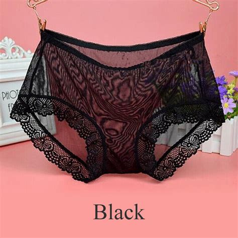 Womens Sheer Panties See Through Lace Mesh Knickers Underwear Briefs