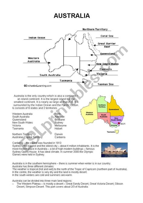 Australia And Worksheet Esl Worksheet By Veronik