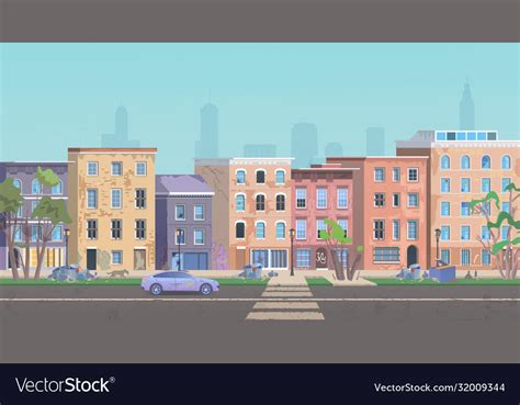 Ghetto Landscape Cartoon Flat Royalty Free Vector Image