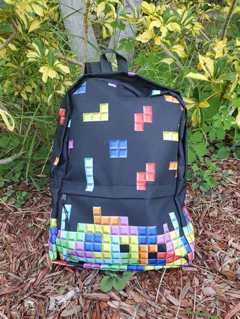 Retro Video Game Backpack Tetris Design Backpack Old Etsy