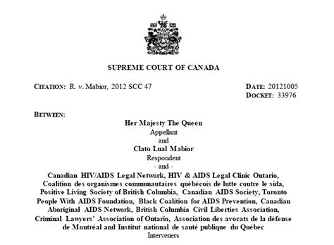Canada Supreme Court Makes Bad Law Worse Hiv Justice Network