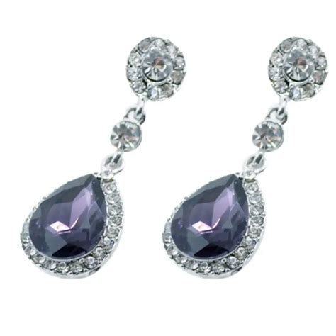 Classic Pair Womenwater Drop Shape Alloy Ear Stud Imitation Crystal Earrings Jewelry Delicate