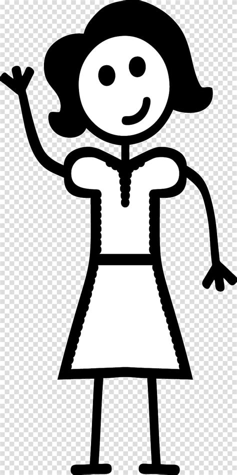 Girl Waving Right Hand Stick Illustration Stick Figure Woman Female